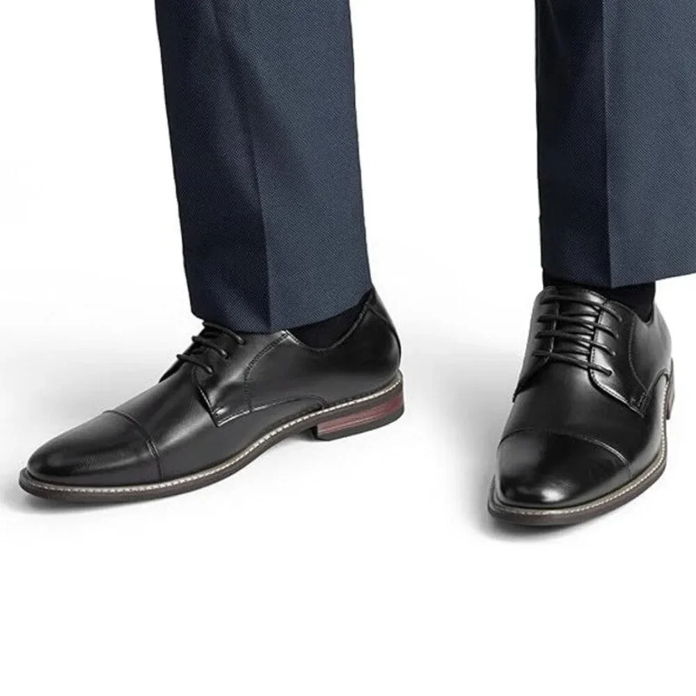 Bruno Marc Mens Size 10.5 Black Faux Leather Lace Up Prince Classic Oxford Shoes